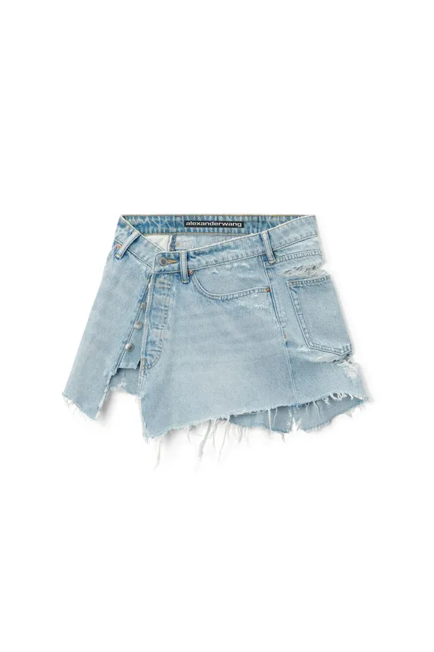 Alexander Wang Denim Women Deconstructed Mini Skirt In Cotton