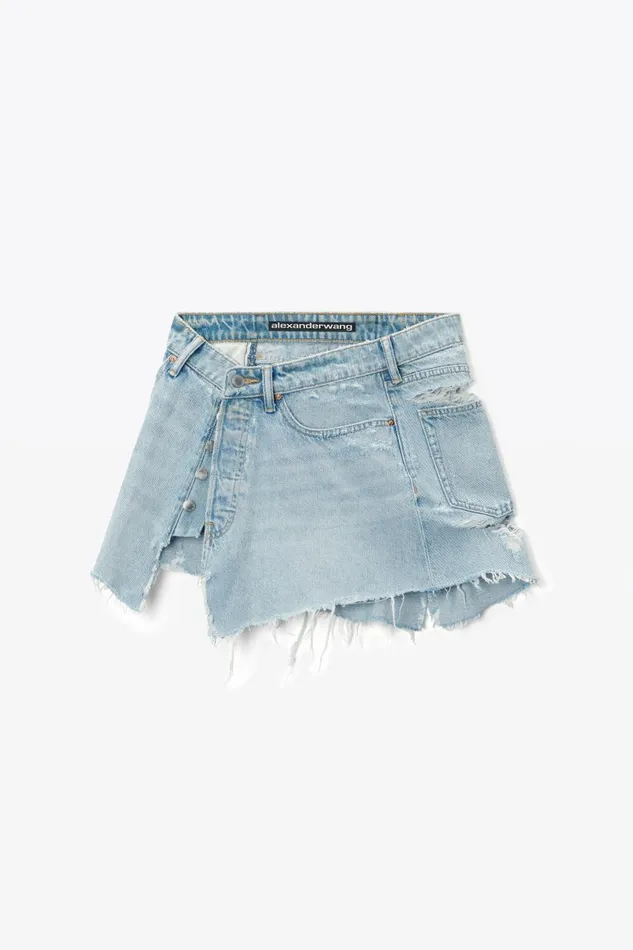 Alexander Wang Denim Women Deconstructed Mini Skirt In Cotton