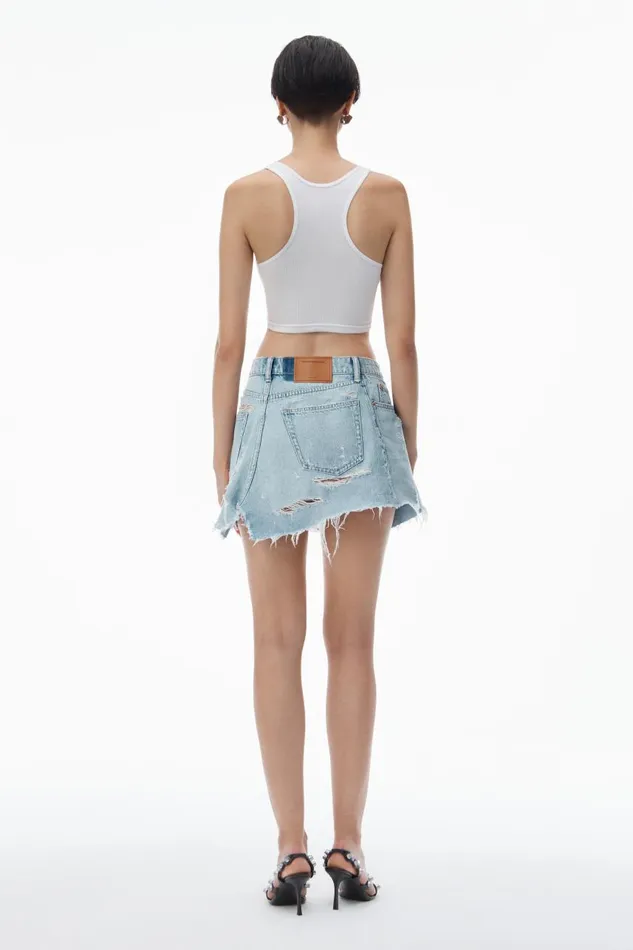Alexander Wang Denim Women Deconstructed Mini Skirt In Cotton