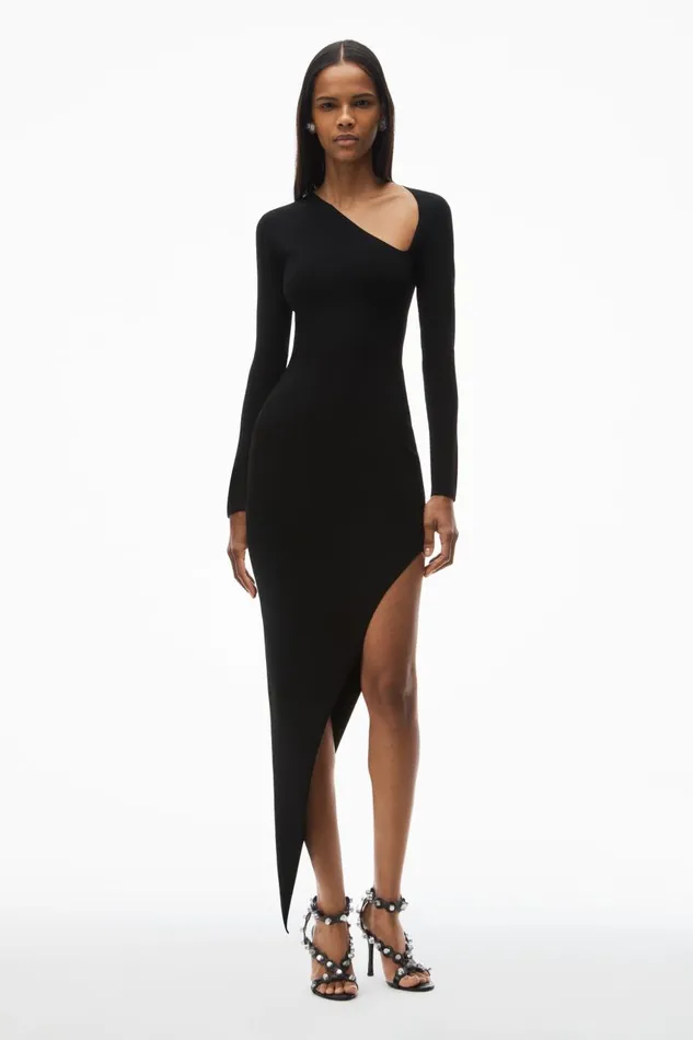 Alexander Wang Dresses Women Asymmetric LongSleeve Bodycon Midi Dress