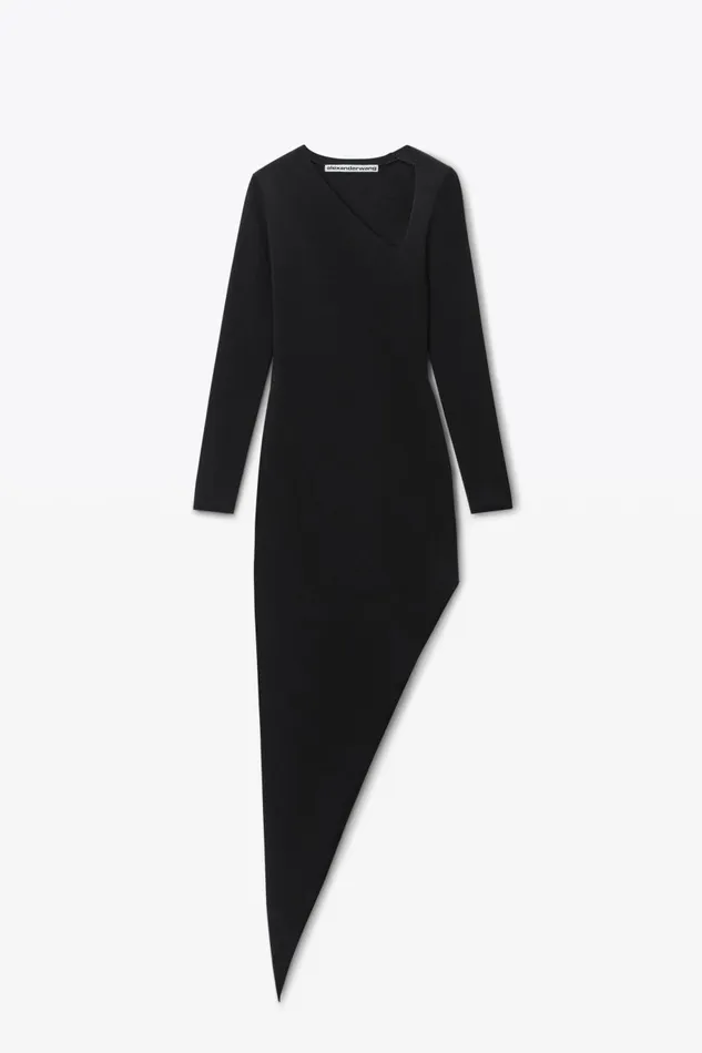 Alexander Wang Dresses Women Asymmetric LongSleeve Bodycon Midi Dress