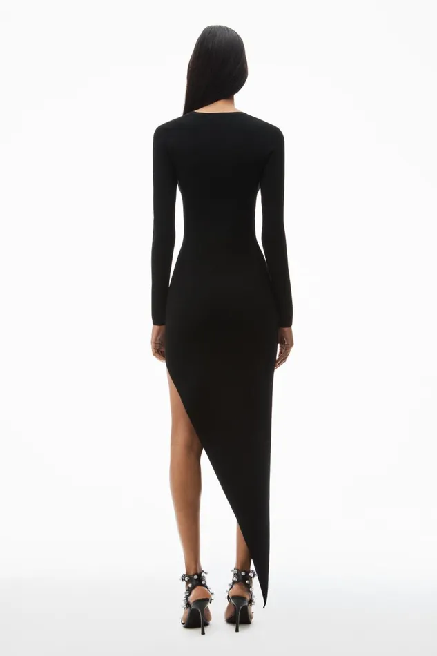 Alexander Wang Dresses Women Asymmetric LongSleeve Bodycon Midi Dress