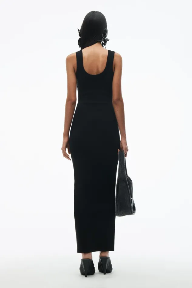 Alexander Wang Dresses Women Logo RibKnit Tank Maxi Dress
