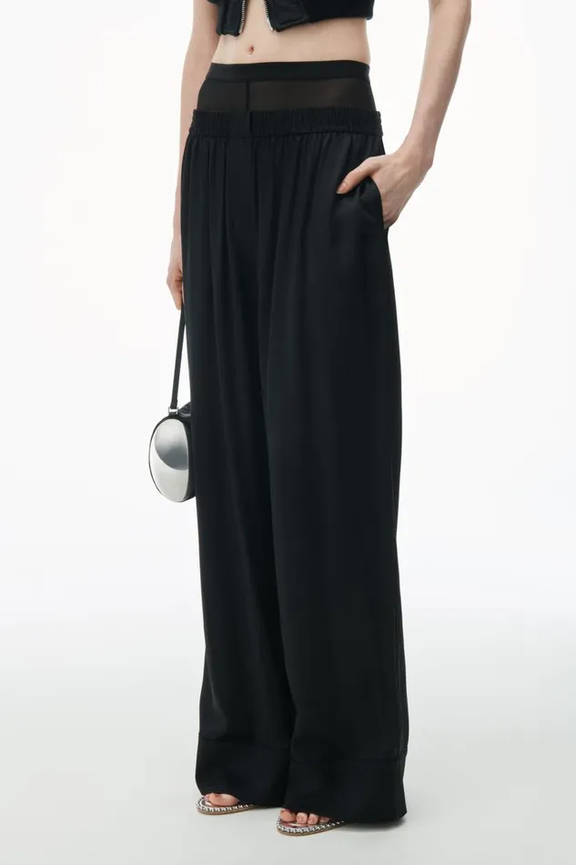 Alexander Wang Pants Women Layered Boxer Pant In Silk Charmeuse