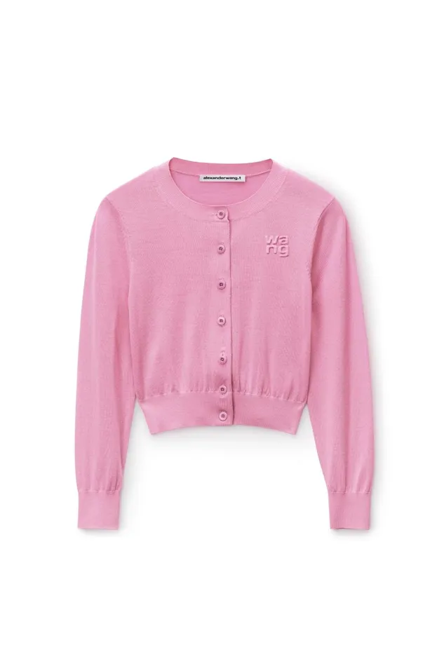 Alexander Wang Sweaters Women Logo Cropped Cardigan In Superfine Merino