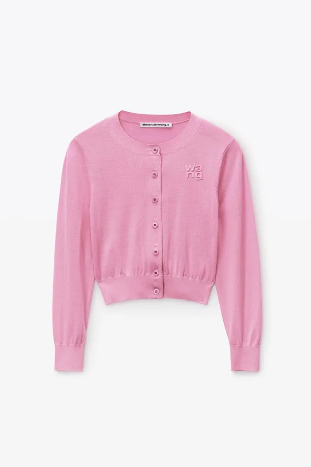Alexander Wang Sweaters Women Logo Cropped Cardigan In Superfine Merino
