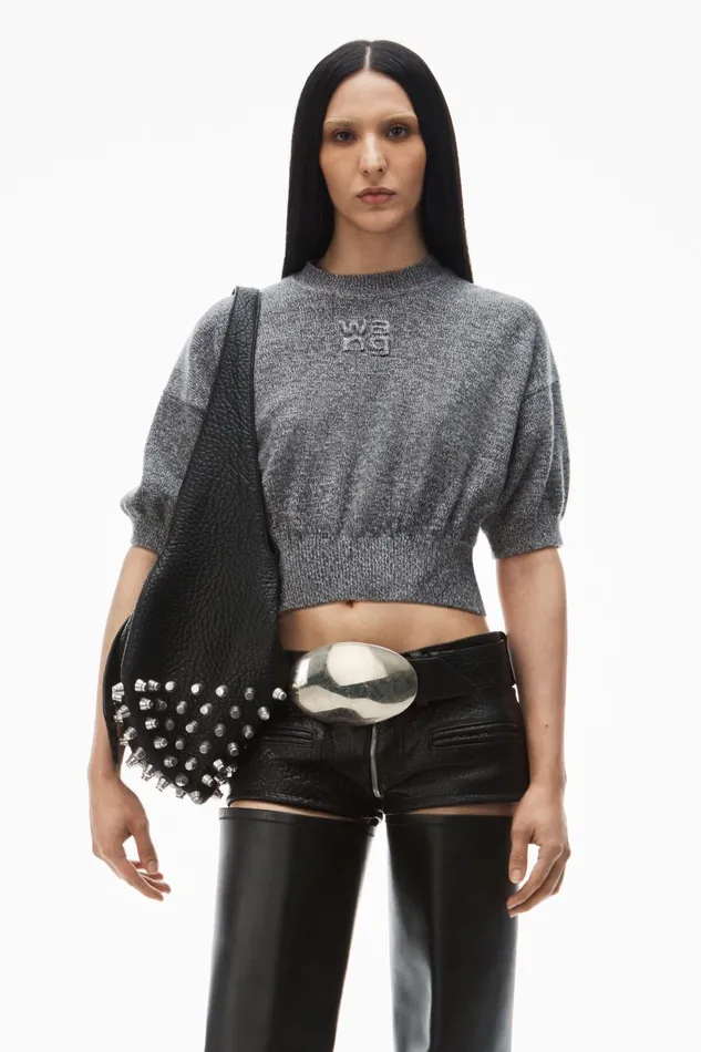 Alexander Wang Sweaters Women LogoEmbossed HighFrequency Cropped Tee