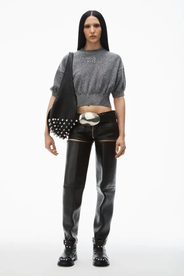 Alexander Wang Sweaters Women LogoEmbossed HighFrequency Cropped Tee