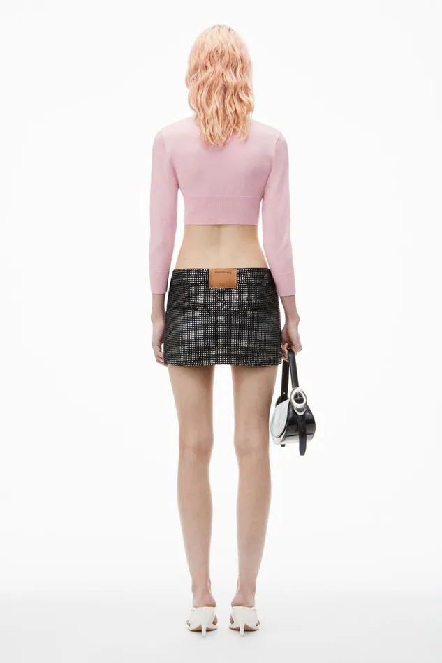 Alexander Wang Sweaters Women Logo Embossed Shrunken Cardigan In Superfine Merino Wool