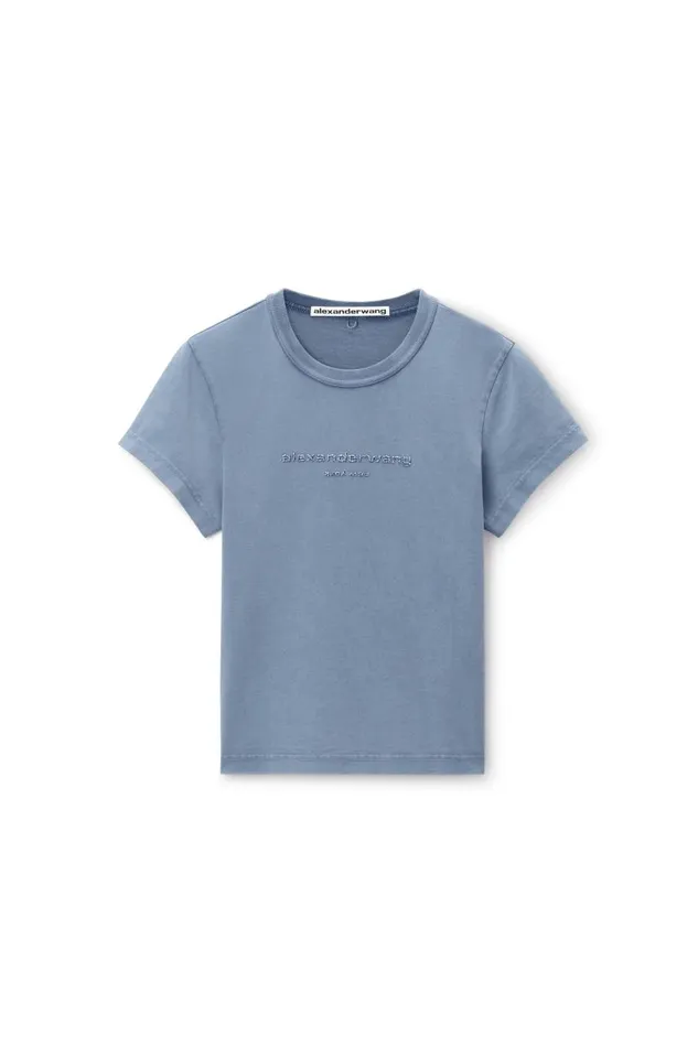 Alexander Wang TShirts Women Shrunken Glitter Puff Logo Tee In Cotton