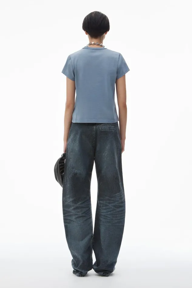 Alexander Wang TShirts Women Shrunken Glitter Puff Logo Tee In Cotton