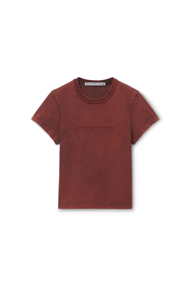 Alexander Wang TShirts Women Shrunken Logo Embossed Tee In Cotton