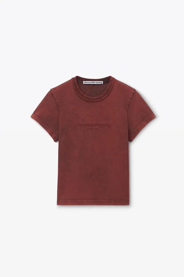 Alexander Wang TShirts Women Shrunken Logo Embossed Tee In Cotton