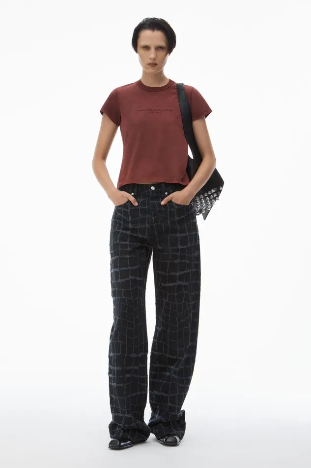 Alexander Wang TShirts Women Shrunken Logo Embossed Tee In Cotton