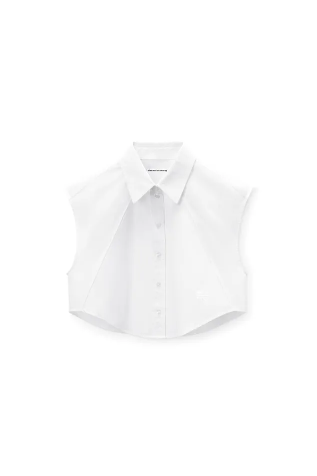 Alexander Wang Tops and Shirts Women Cropped Sleeveless ButtonUp Shirt In Cotton
