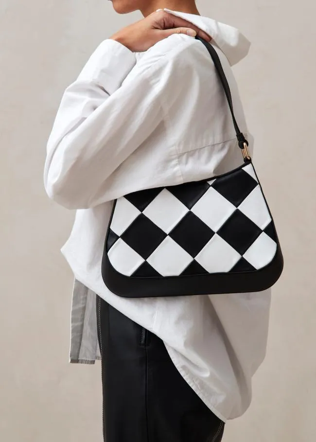 ALOHAS Bags The C Scacchi 8211 Black And White Leather Handbag 8211 Women