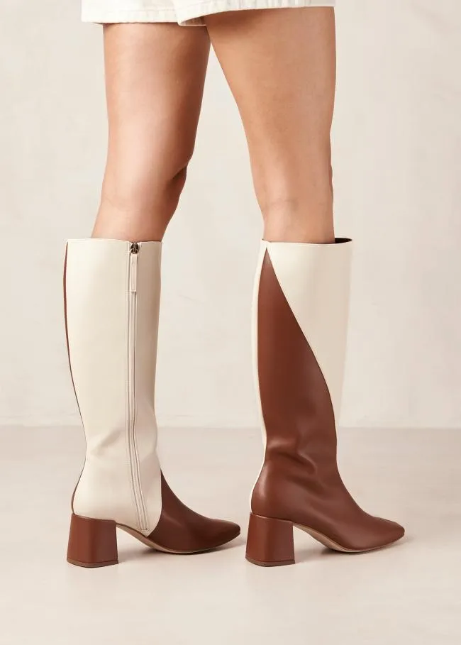 ALOHAS Boots Chalk 8211 White And Brown Vegan Leather Boots 8211 Women