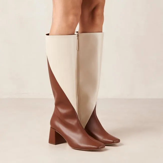 ALOHAS Boots Chalk 8211 White And Brown Vegan Leather Boots 8211 Women