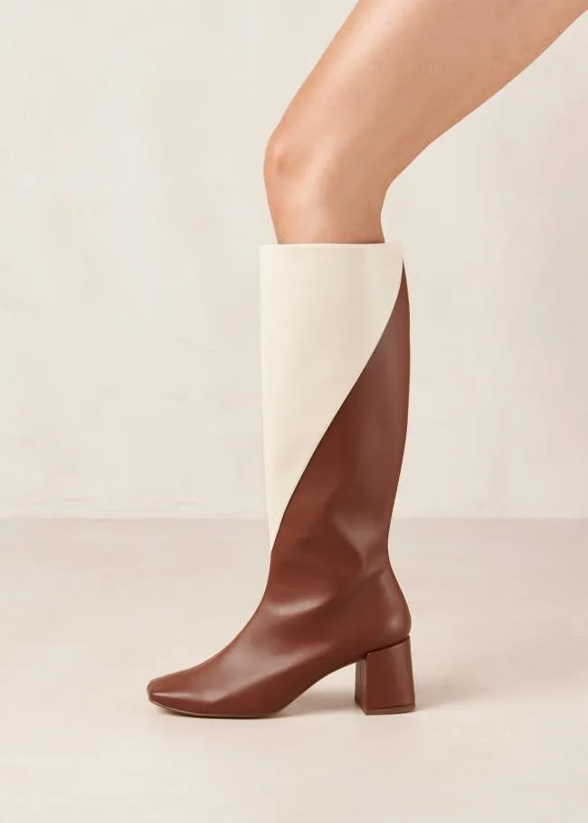 ALOHAS Boots Chalk 8211 White And Brown Vegan Leather Boots 8211 Women