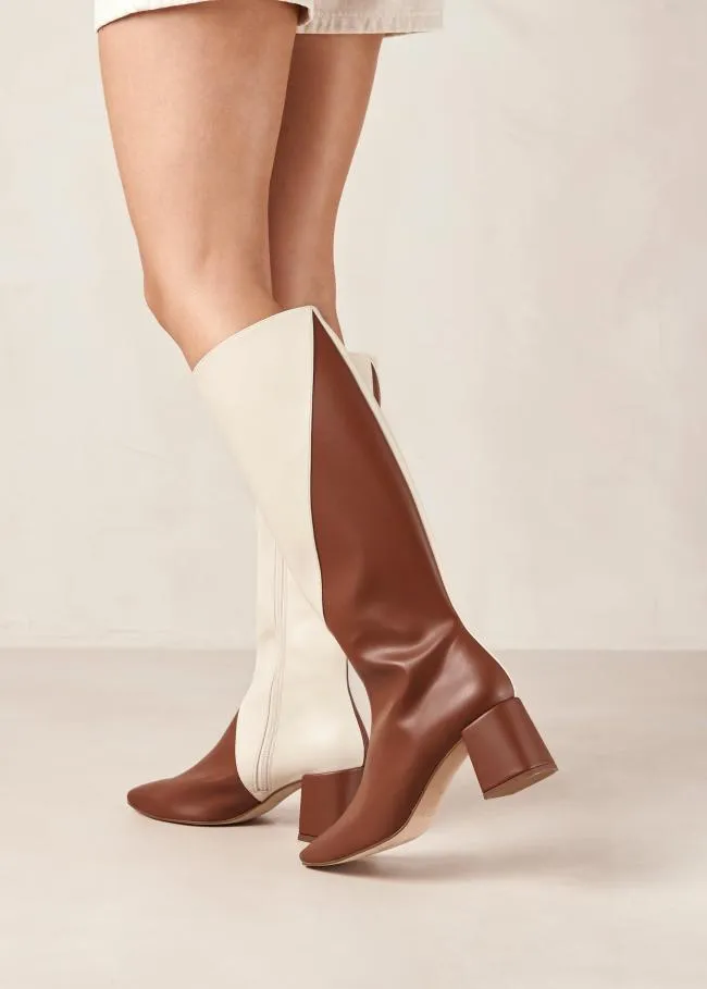 ALOHAS Boots Chalk 8211 White And Brown Vegan Leather Boots 8211 Women