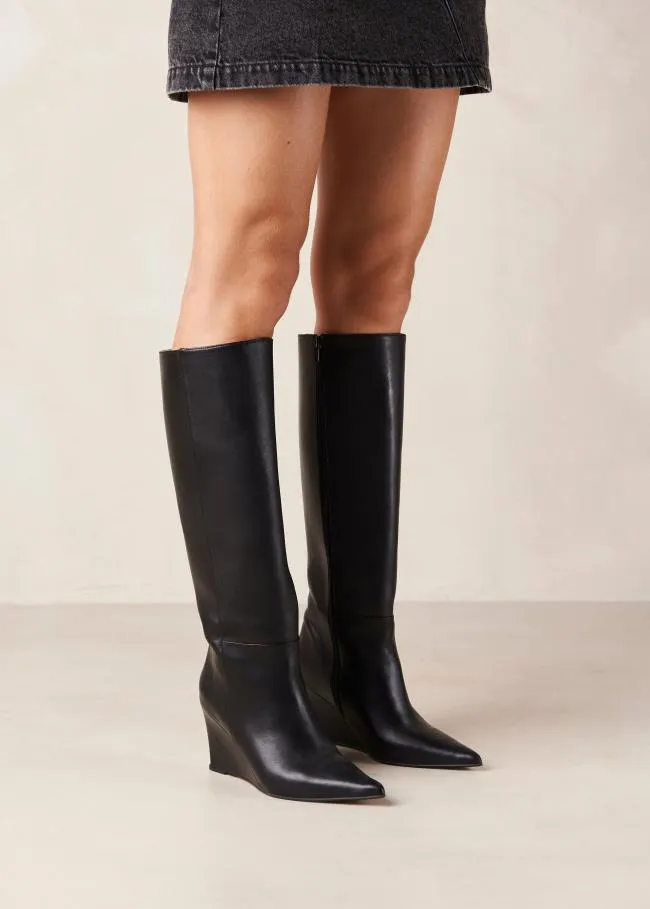 ALOHAS Boots Gale 8211 Black Leather Wedge Boots 8211 Women