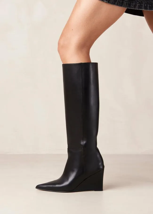 ALOHAS Boots Gale 8211 Black Leather Wedge Boots 8211 Women