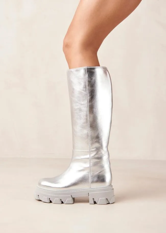 ALOHAS Boots Katiuska 8211 Silver Leather Boots 8211 Women