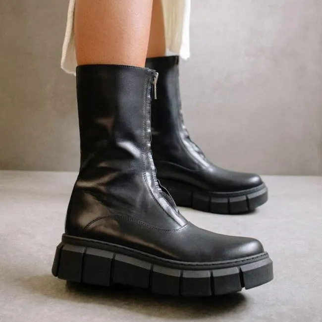 ALOHAS Boots Peak Zipper 8211 Black Leather Boots 8211 Women