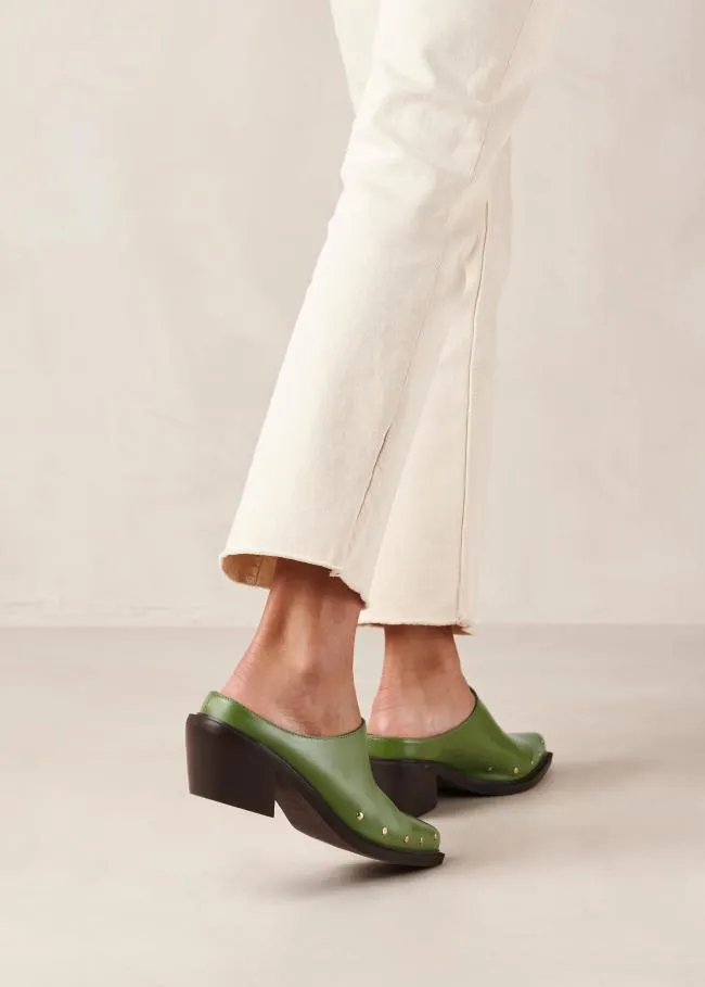 ALOHAS Clogs Lorenzo 8211 Green Leather Mules 8211 Women
