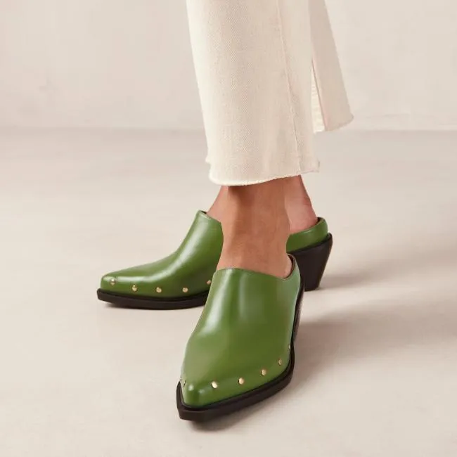 ALOHAS Clogs Lorenzo 8211 Green Leather Mules 8211 Women