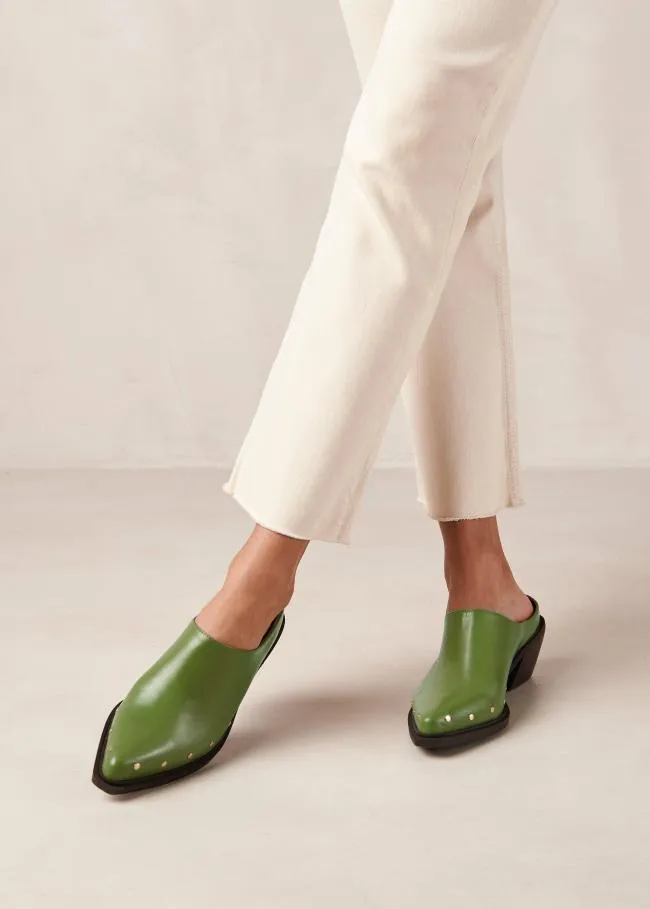 ALOHAS Clogs Lorenzo 8211 Green Leather Mules 8211 Women