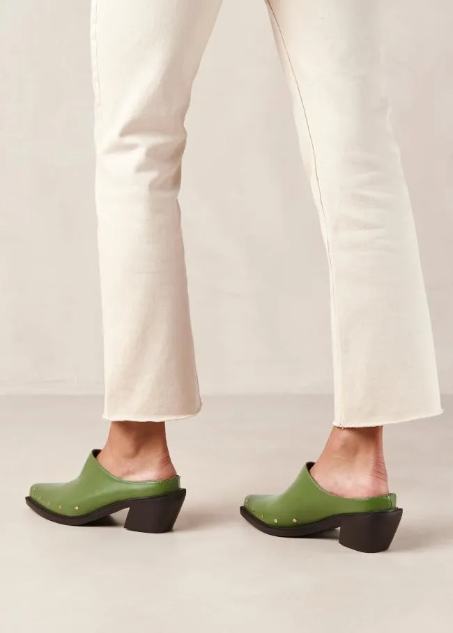 ALOHAS Clogs Lorenzo 8211 Green Leather Mules 8211 Women