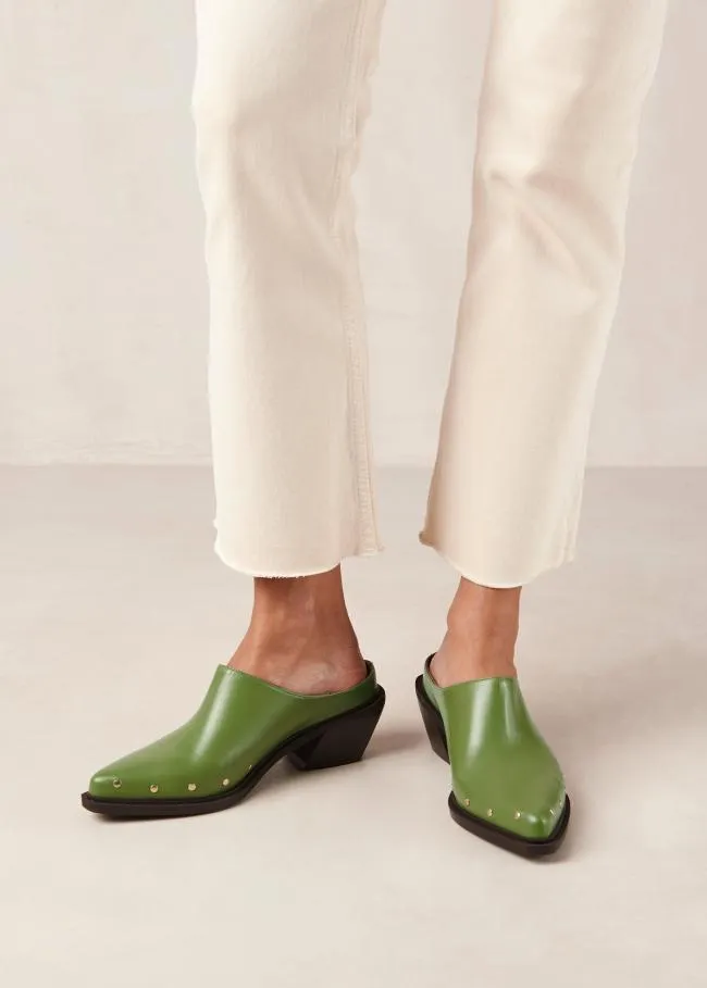 ALOHAS Clogs Lorenzo 8211 Green Leather Mules 8211 Women