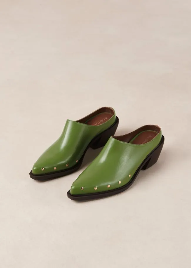 ALOHAS Clogs Lorenzo 8211 Green Leather Mules 8211 Women