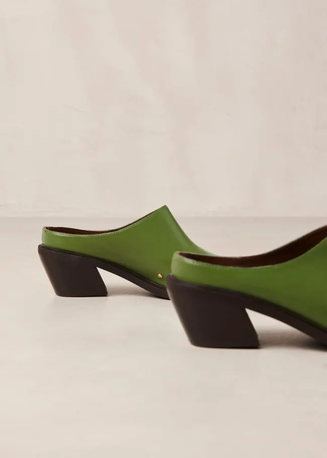 ALOHAS Clogs Lorenzo 8211 Green Leather Mules 8211 Women