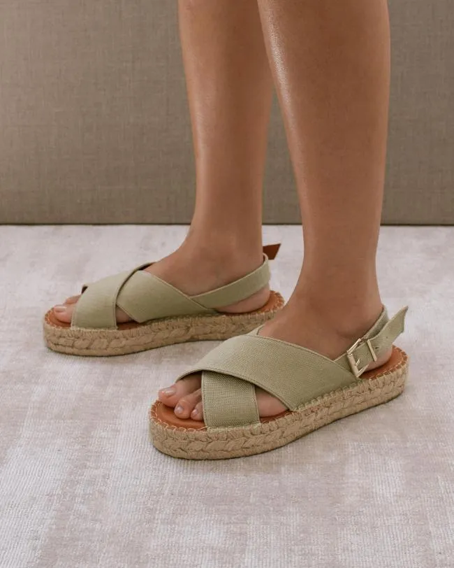 ALOHAS Espadrilles Crossed Linen 8211 Green Canvas Espadrilles 8211 Women