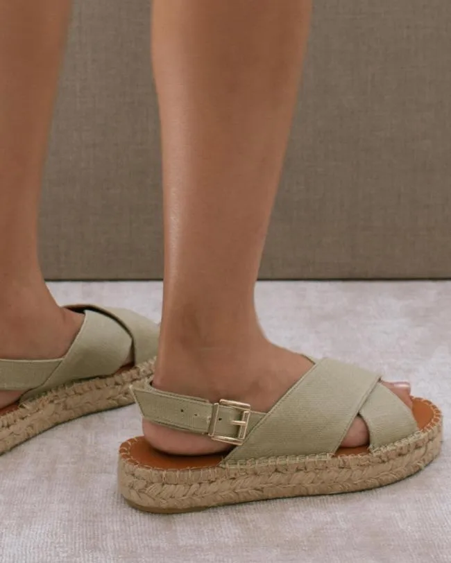 ALOHAS Espadrilles Crossed Linen 8211 Green Canvas Espadrilles 8211 Women