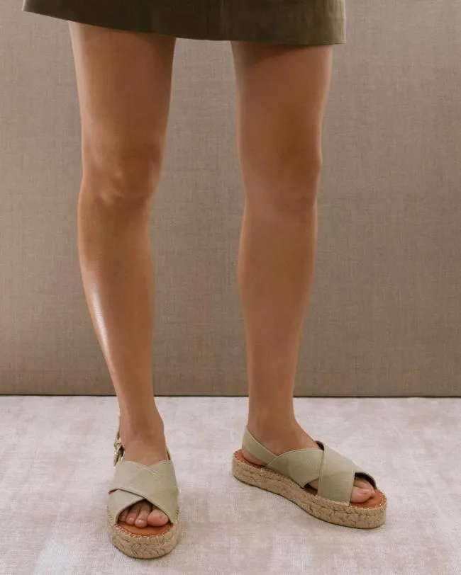 ALOHAS Espadrilles Crossed Linen 8211 Green Canvas Espadrilles 8211 Women