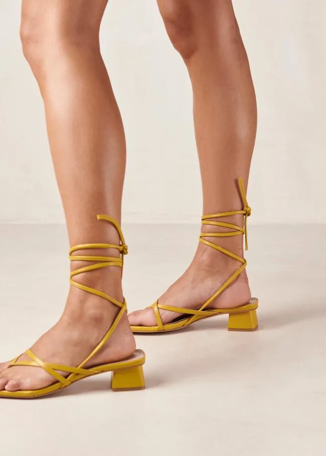 ALOHAS Heels Elio 8211 Yellow Vegan Leather Sandals 8211 Women