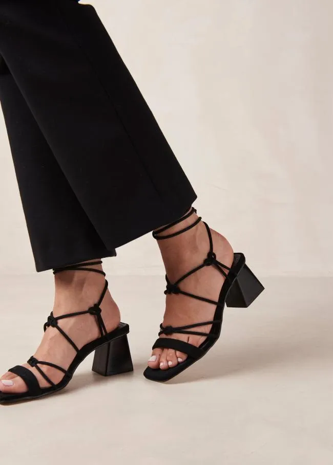 ALOHAS Heels Icicle 8211 Black Suede Sandals 8211 Women