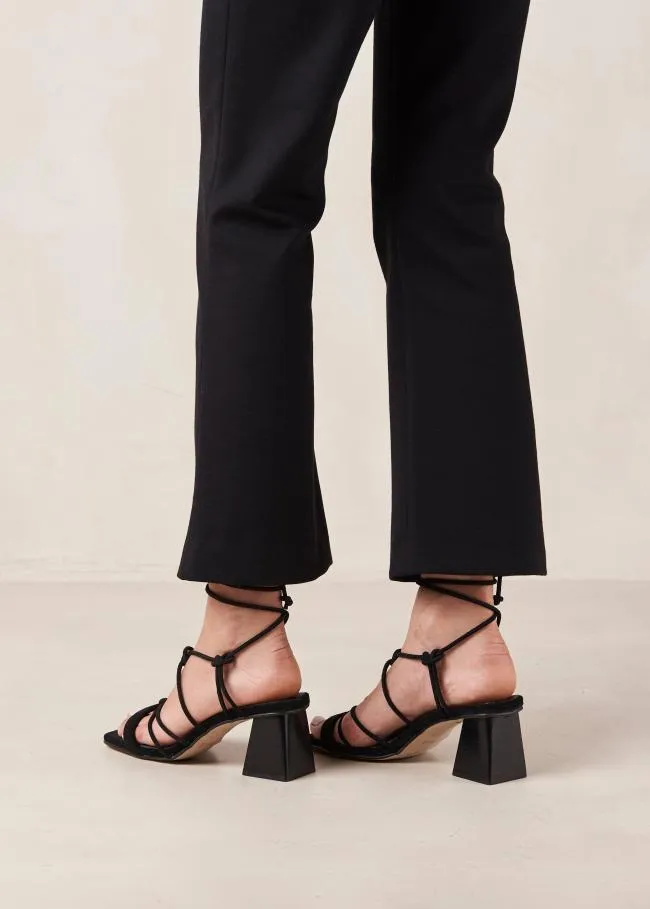 ALOHAS Heels Icicle 8211 Black Suede Sandals 8211 Women