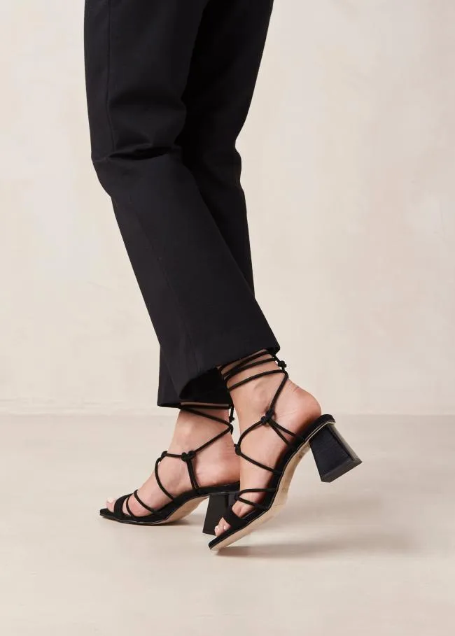 ALOHAS Heels Icicle 8211 Black Suede Sandals 8211 Women