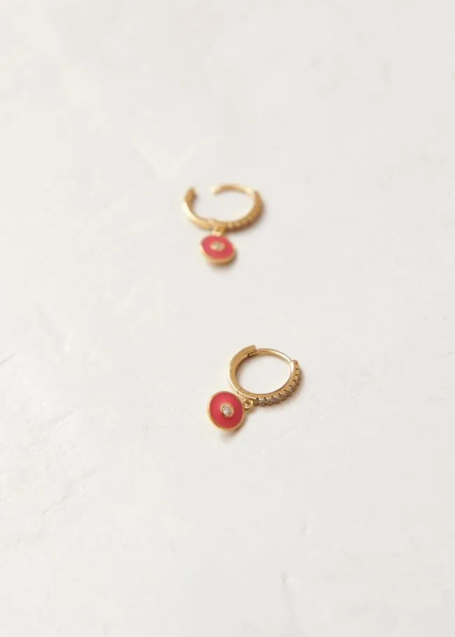 ALOHAS Jewelry Globe 8211 Gold And Red Earrings 8211 Women