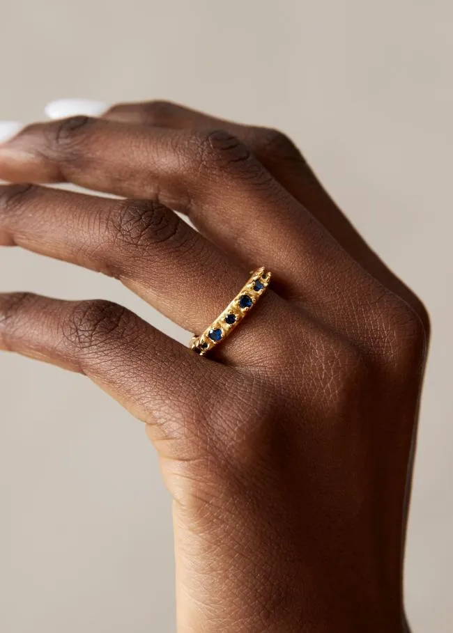 ALOHAS Jewelry Reef 8211 Gold And Blue Crystal Ring 8211 Women