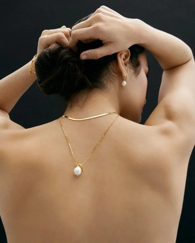 ALOHAS Jewelry Teardrop 8211 Pearl And Gold Necklace 8211 Women