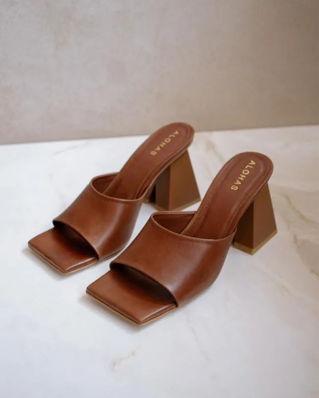 ALOHAS Mules Dune 8211 Brown Leather Sandals 8211 Women