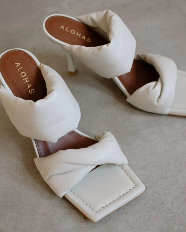 ALOHAS Mules Twist Strap 8211 OffWhite Leather Mules 8211 Women