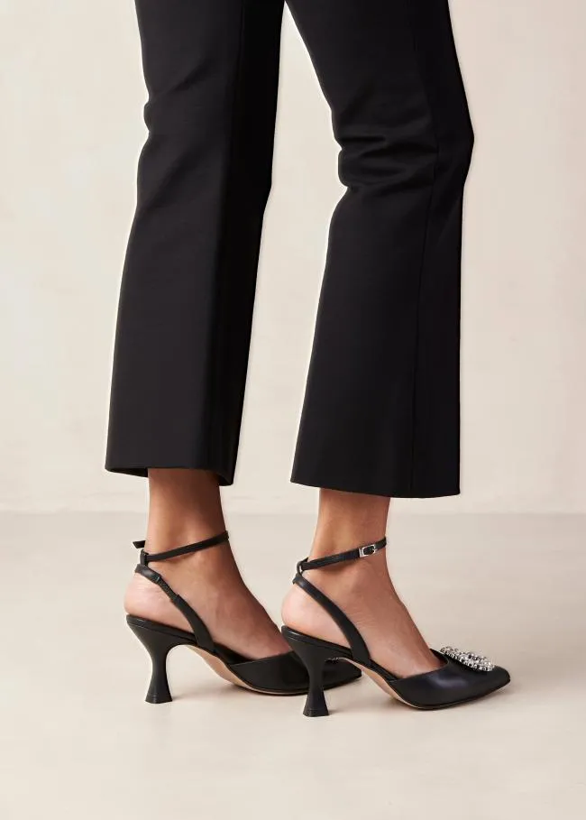 ALOHAS Pumps Cinderella Crystal 8211 Black Leather Pumps 8211 Women
