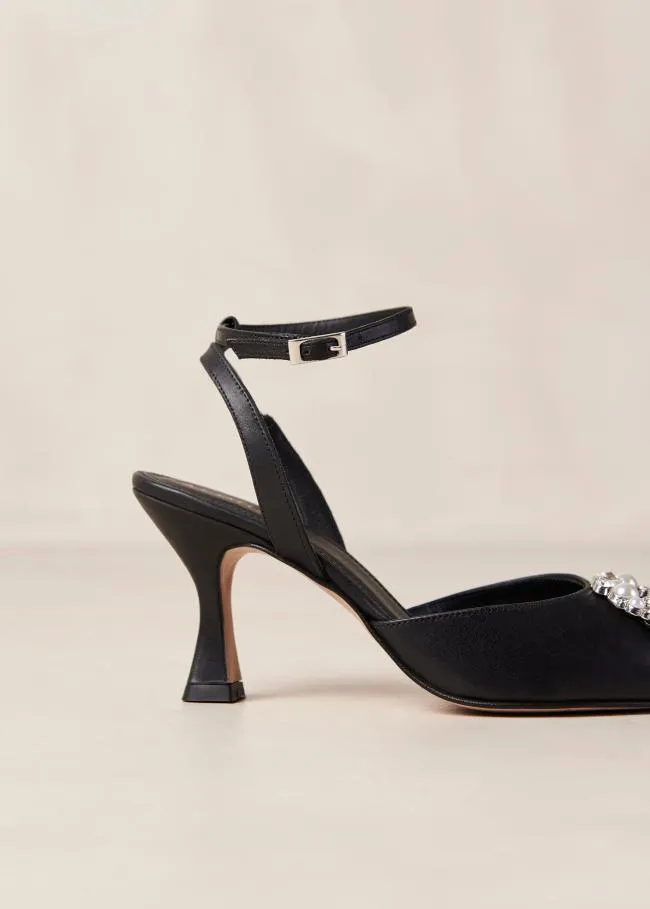ALOHAS Pumps Cinderella Crystal 8211 Black Leather Pumps 8211 Women