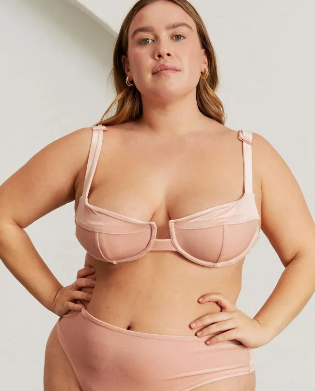ALOHAS Swimwear The Loop 8211 Pink Velvet Bikini Top 8211 Women